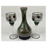Hand Painted Glass Vase & Votives