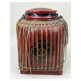 Thai Lacquered Bamboo Storage Basket