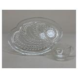 Clear Glass Luncheon Plate w/ Cup / 12 Sets
