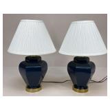 Pair Of Painted Glass Lamps