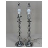 Pair Of Acrylic & Metal Lamps