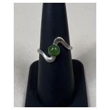 Sz 7 Sterling Silver & Jade Ring