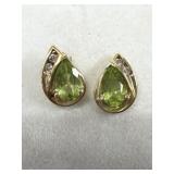 10k Gold Peridot & Diamond Earrings
