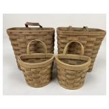 Longaberger Wall Hanging Baskets/ 4 pc