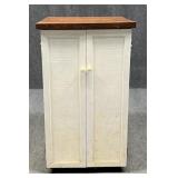 Rolling Wood Cabinet w/Bench Grinder & Scroll Saw