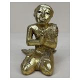 Gilded Wood & Lacquer Praying Buddhist Monk Figure