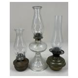 Metal & Glass Oil Lamps/ 3 pc