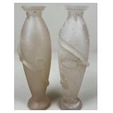 Pair Of Frosted Glass Vases