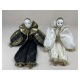 Porcelain Harlequin Clown Dolls