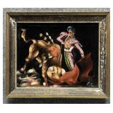Bull & Matador Original Painting on Velvet