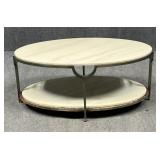 Oval Stone & Metal Coffee Table
