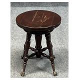 Antique Piano Stool w/Glass Ball & Claw Feet