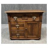 Carved Wood Rolling Media Cabinet