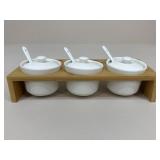 3-Piece Ceramic Condiment Server Sets NIB / 8 Sets