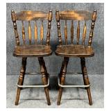 Wood Counter High Barstools / 2 pc