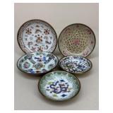 Cased Porcelain Bowls In Brass / 5 pc