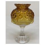 L.E. Smith Amber Glass Moon & Stars Fairy Lamp