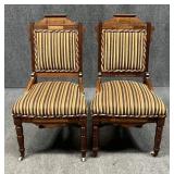 Pair of Carved Wood Dining Chairs