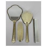 Petite Point Floral Embroidered Vanity Set / 4 pc