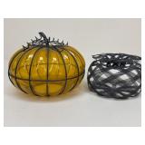 Glass & Metal Decorative Pumpkins / 2 pc