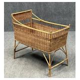 Vintage Wicker & Bamboo Cradle