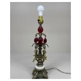 Acrylic, Brass, & Stone Cherub Lamp