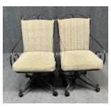 Pair of Rolling Metal Dining Chairs