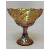 Indiana Marigold Carnival Glass Pedestal Bowl