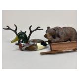 Cast Iron Antlers/Turkey Call/Wood Carved Figures