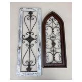 Tall Arched Metal & Wood Wall Panels / 2 pc