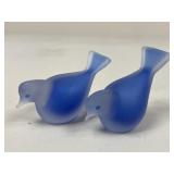 Pair Of Frosted Glass Birds