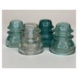 Hemingray/Whitall Glass Insulators / 4 pc