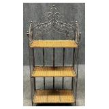 Folding Wicker & Metal Shelf