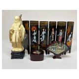 Faux Ivory Statue/Tabletop Screen/Trinket Box+