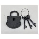 Cast Iron Pad Lock w/ Keys