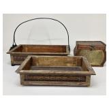 Woven Baskets & Keepsake Box / 3 pc
