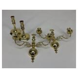 Brass Wall Sconces & Baldwin Candelabras / 4 pc