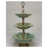 Foreside 3-Tier Ceramic & Wood Serving Tray