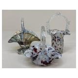 Art Glass Baskets / 3 pc