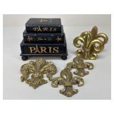 Fleur De Lis Bookends/Wall Plaques/Keepsake / 6 pc