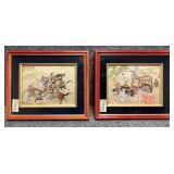 Asian Scene Silk Fabric 2/pc