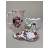 Porcelain Pitchers & Luncheon Tray / 3 pc