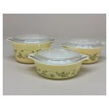 Vintage Pyrex Shenandoah Casserole Dishes / 3 pc