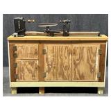 Lathe & Bench Grinder w /  Homemade Cabinet