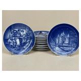 Blue & White Dated Christmas Plates / 11 pc