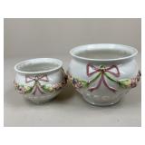 FB Alcobaca Handpainted Ceramic Planters / 2 pc