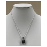 Sterling Silver Necklace w/ Box Pendant