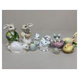 Ceramic & Plaster Bunny Figure Assortment / 11 pc
