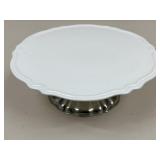 Arte Italica Ceramic & Pewter Cake Plate