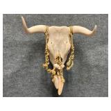 Painted Cow Skull w/ Clay Accents